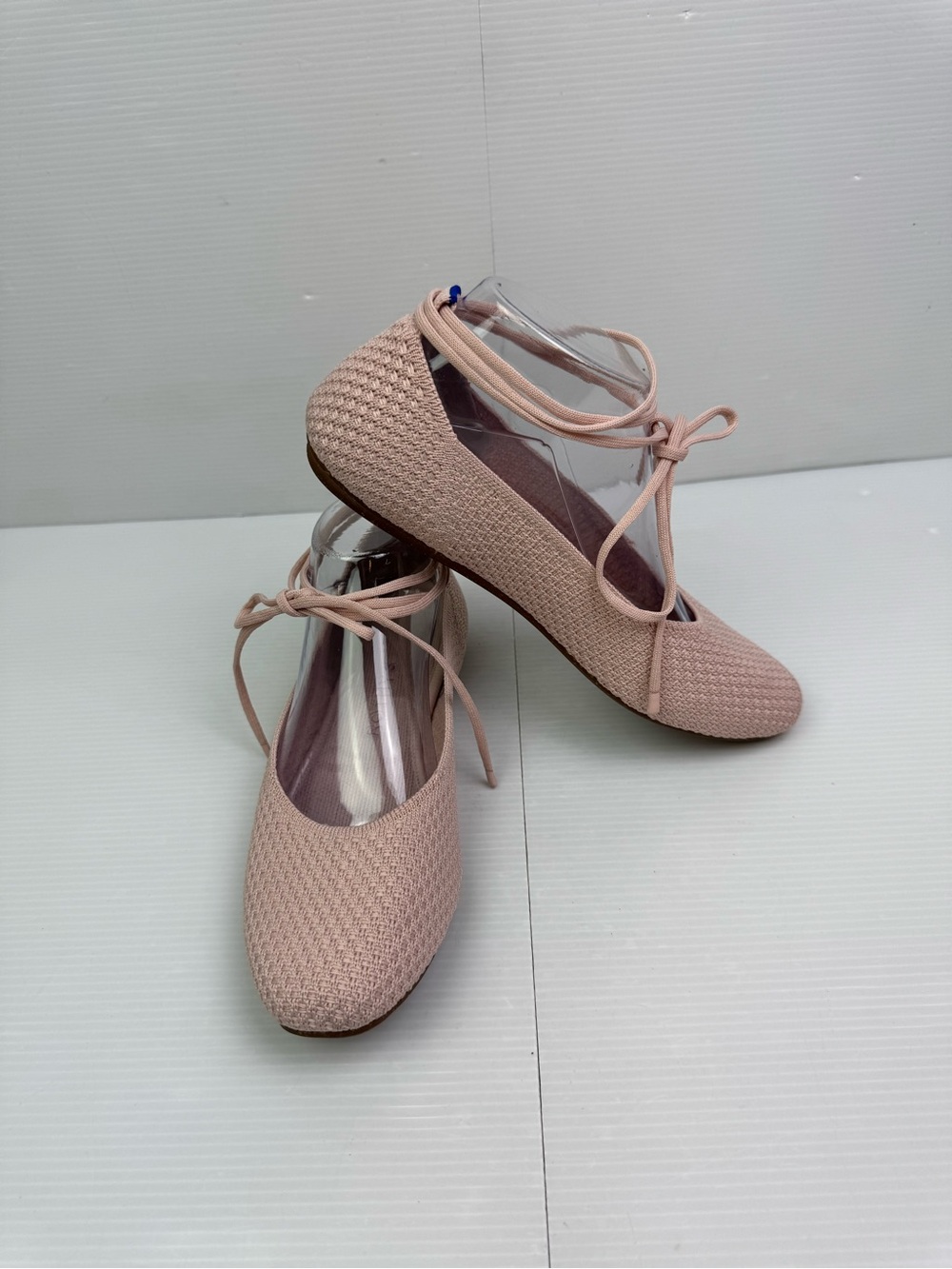 Rothy’s The Square Wrap Ankle Lace Up Ribbed Ballet Flats Women’s W8 Shoes Pink - Picture 11 of 14